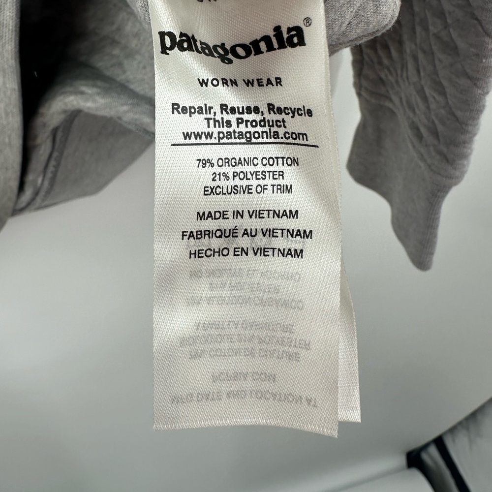 Patagonia Quilted‎ Snap T Pullover Drifter Gray/Ruby Organic Cotton Size Small - Picture 5 of 6